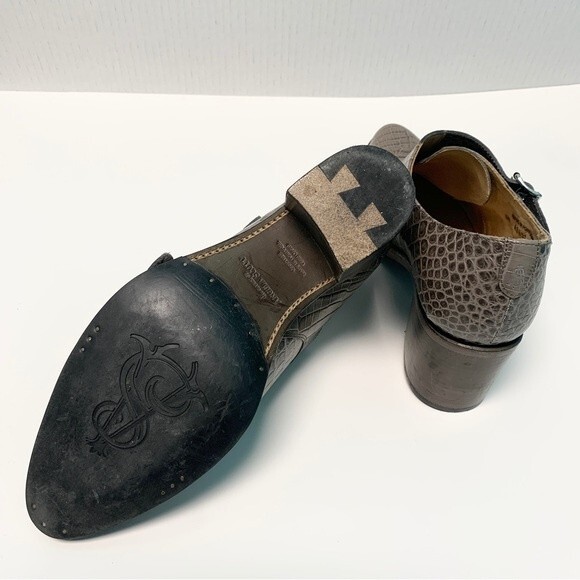 THE OFF OF ANGELA SCOTT Navy Double Monk Strap Leather Sz 40 / 9.5 US Shoes - Picture 7 of 11